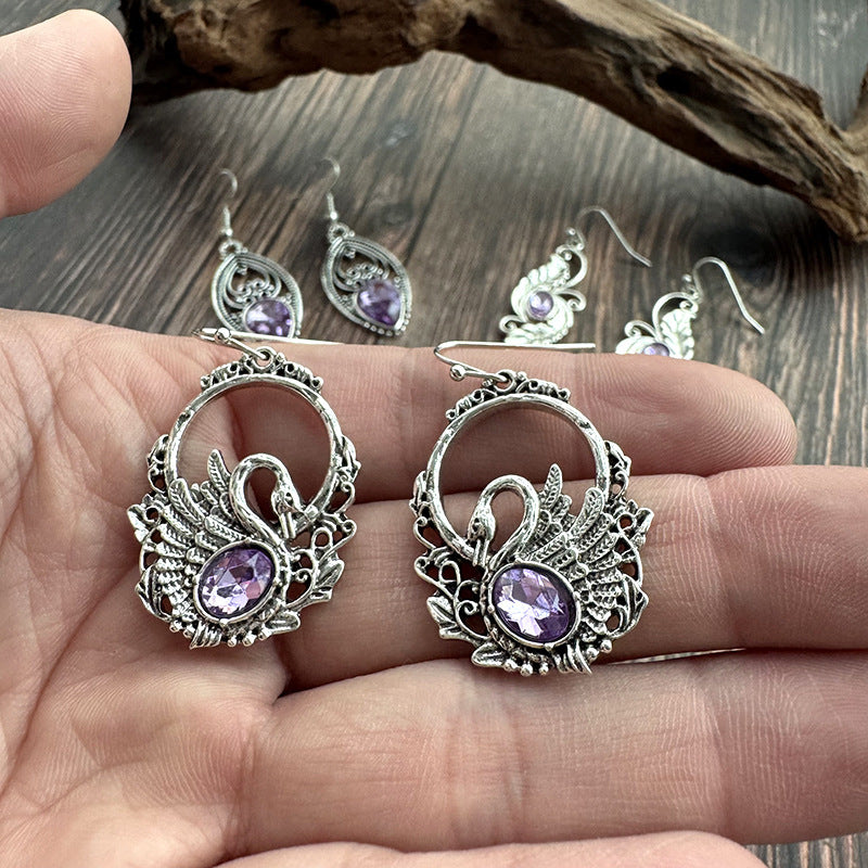 Wholesale Creative Retro Diamond-studded Personality Simple Distressed Multi-style Combination Set Earrings