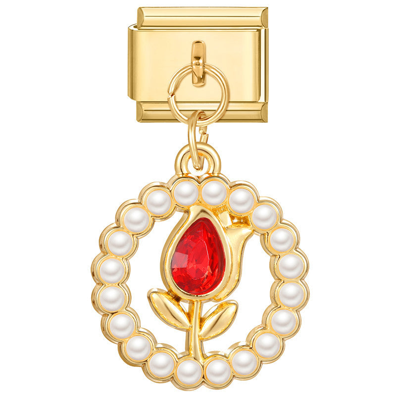 Wholesale Now Creative Gold-bottomed DIY Personalized Red Handmade Bracelet Charms