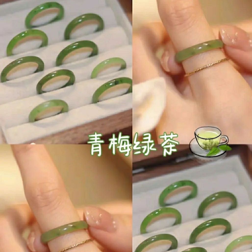 Wholesale Imitation jade fine plain ring non-fading index finger ring