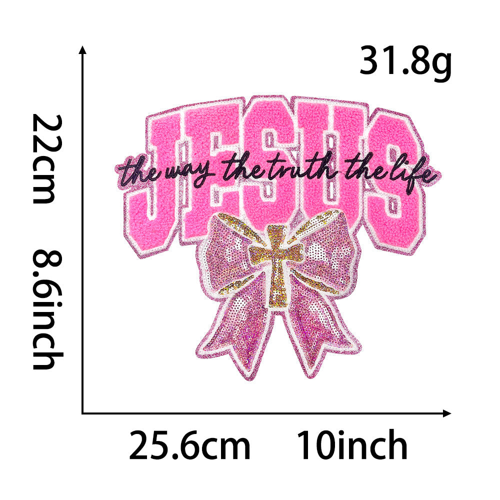 Wholesale Stylish Bow Embroidered Fabric Patch With Adhesive Backing Decorative DIY Applique For Shoes And Hats Craft Sewing Accessory