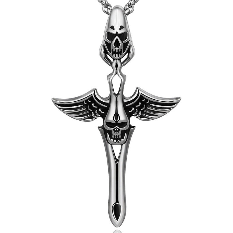 Wholesale Creative angel and devil necklace Men's retro fashion jewelry
