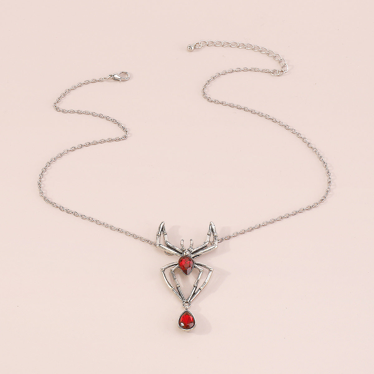 Wholesale Halloween Creative Ruby Spider Necklace