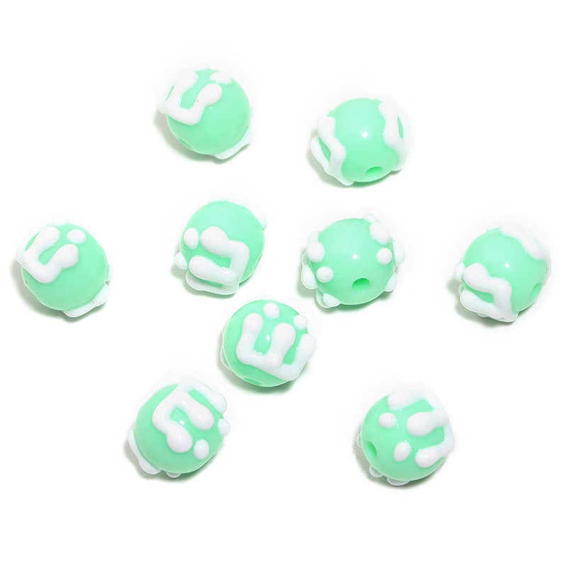 Wholesale  100pcs/pack Cartoon Hand-Painted Beads DIY Acrylic  Beads