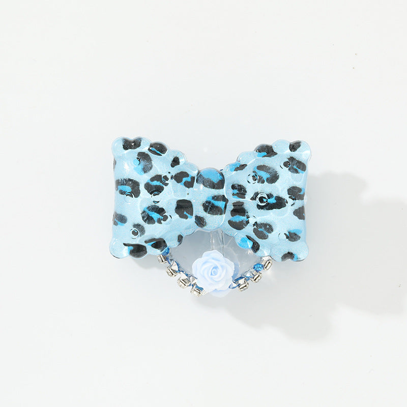 Wholesale 10pcs Cute Leopard Bow Flower Bead Accessories DIY Acrylic Beads