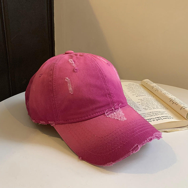 Wholesale Broken hole pink wide brim sweet cool baseball cap