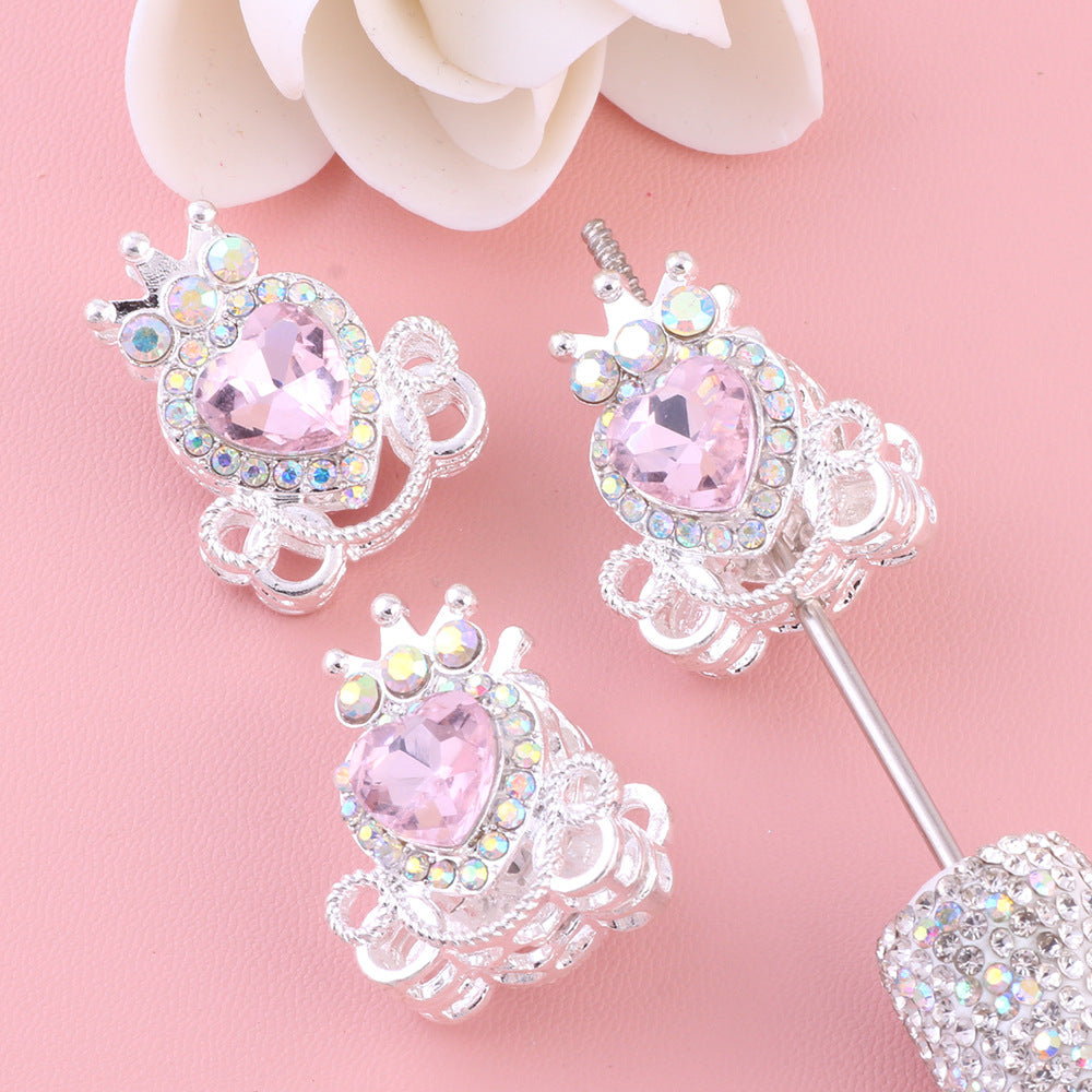 Wholesale 5pcs/pack  Pumpkin carriage heart-shaped crystal alloy rhinestone ball with straight hole  Fancy Beads