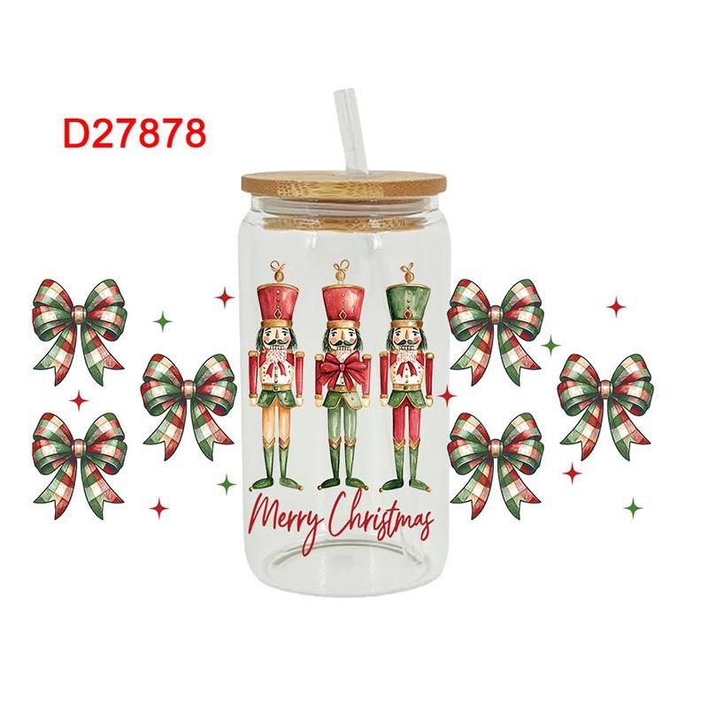 Wholesale Red Christmas Cartoon Series  16oz Cup UV DTF Wraps