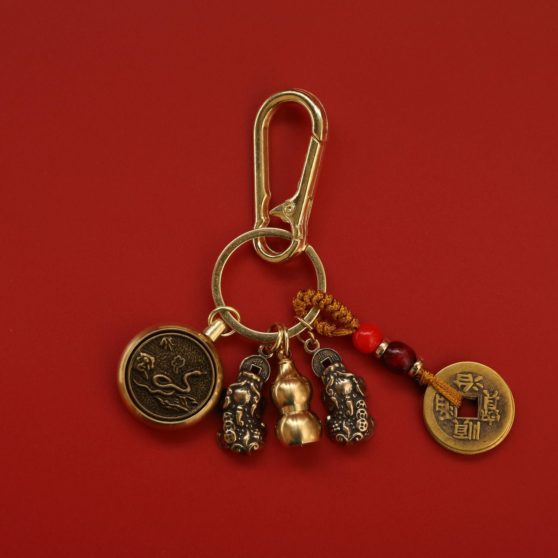 Wholesale Brass Double Pixiu Transfer Money Two Zodiac Eight Guardian Gods Keychain