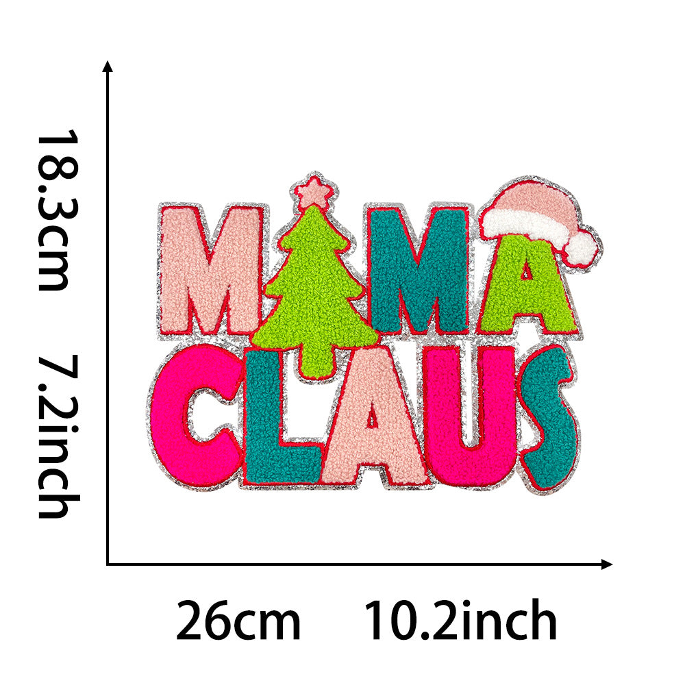 Wholesale Chic Christmas Large Embroidered Patch Iron On Towel Embroidery For Coat DIY Craft Supply