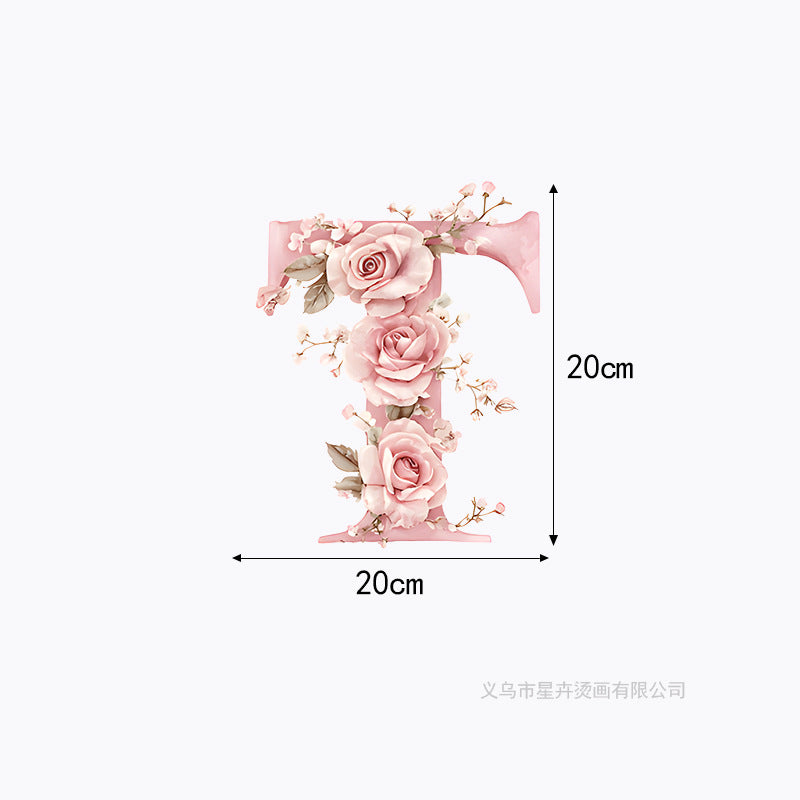 Wholesale 10pcs 26 letter flower branches and leaves UV DTF Ready to Press Transfers Wraps