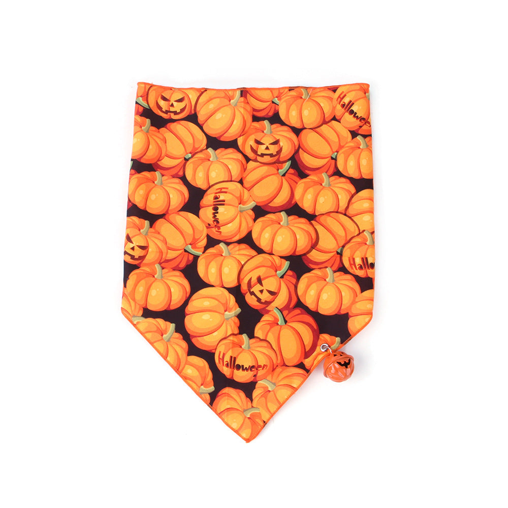 Wholesale 2PCS Pet Halloween Pumpkin Bell Pet Polyester Bibs