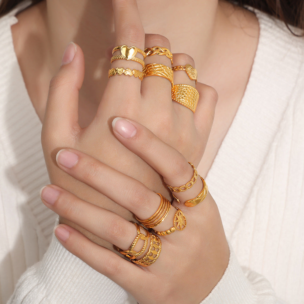 Wholesale Open Titanium Steel Gold Plated Geometric Versatile Ring