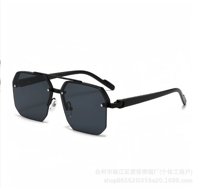 Wholesale sunglasses new boys driving big face thin driving UV protection advanced half-frame aviator sunglasses