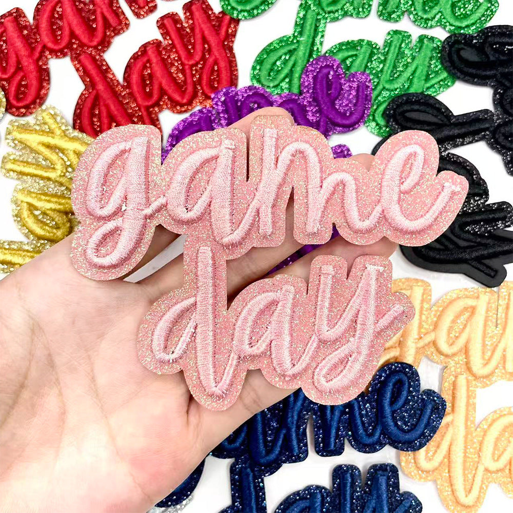 Wholesale Blue Game Day 3D Embroidered Iron On Patch For Clothing Trendy Party Gift Boutique Resale