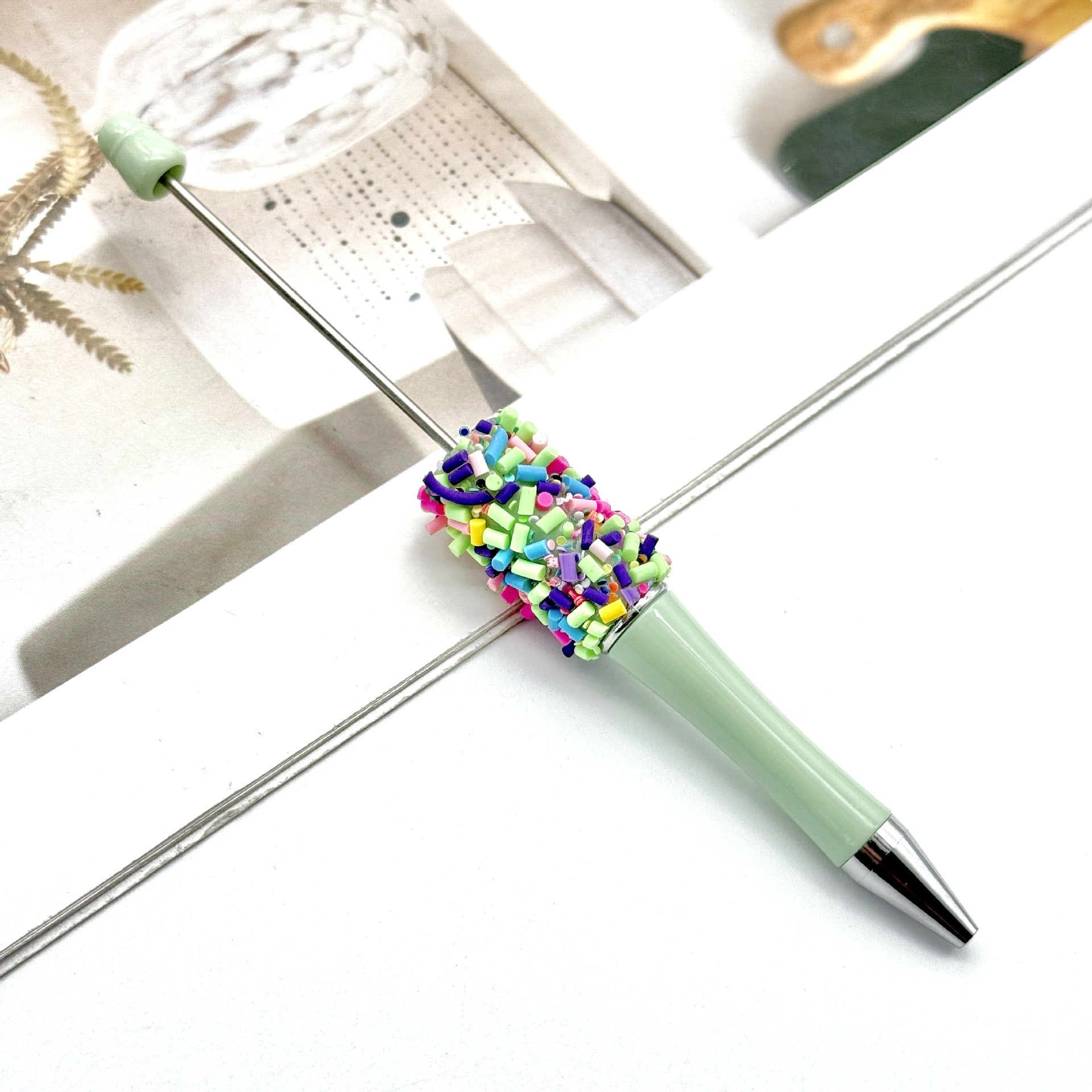 Wholesale DIY colored sugar needle sugar bead pen plastic round bead pen