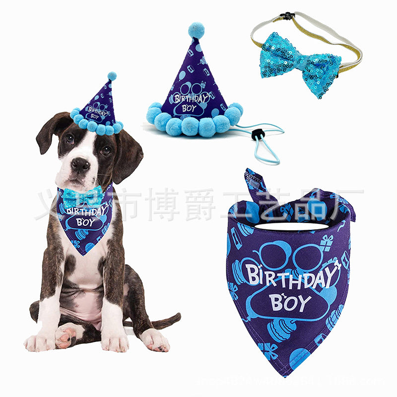 Wholesale Pet Dog Birthday Party Tulle Skirt Bone Necklace Crown Set