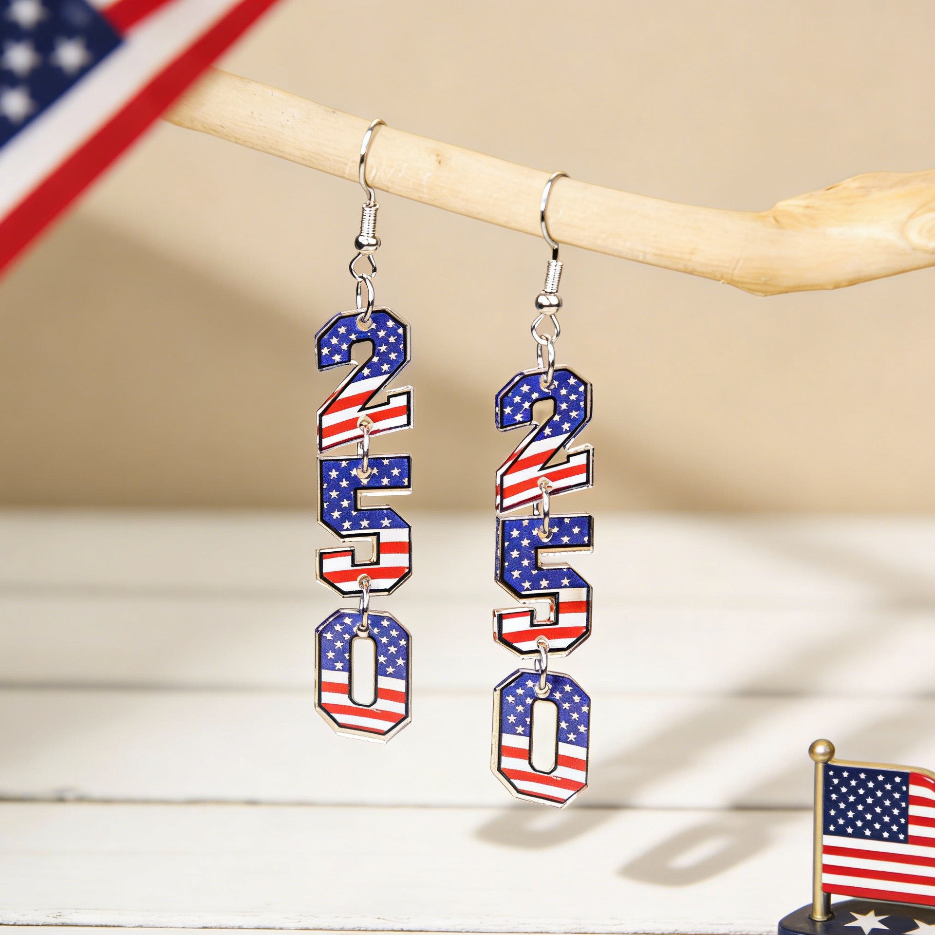 Wholesale Independence Day Anniversary Love Star Spangled Banner Acrylic Earrings