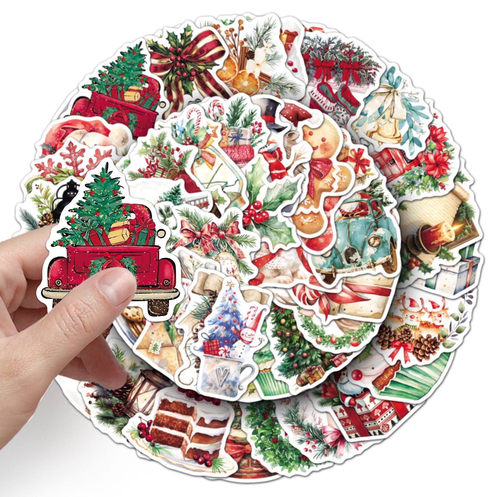 Wholesale 50pcs/pack Christmas Retro Watercolor Stickers