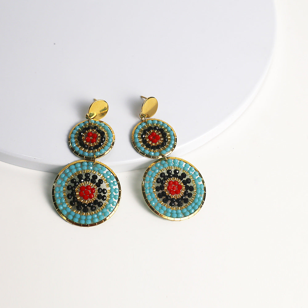 Wholesale 12PCS Crystal Beaded Rice Bead Earrings