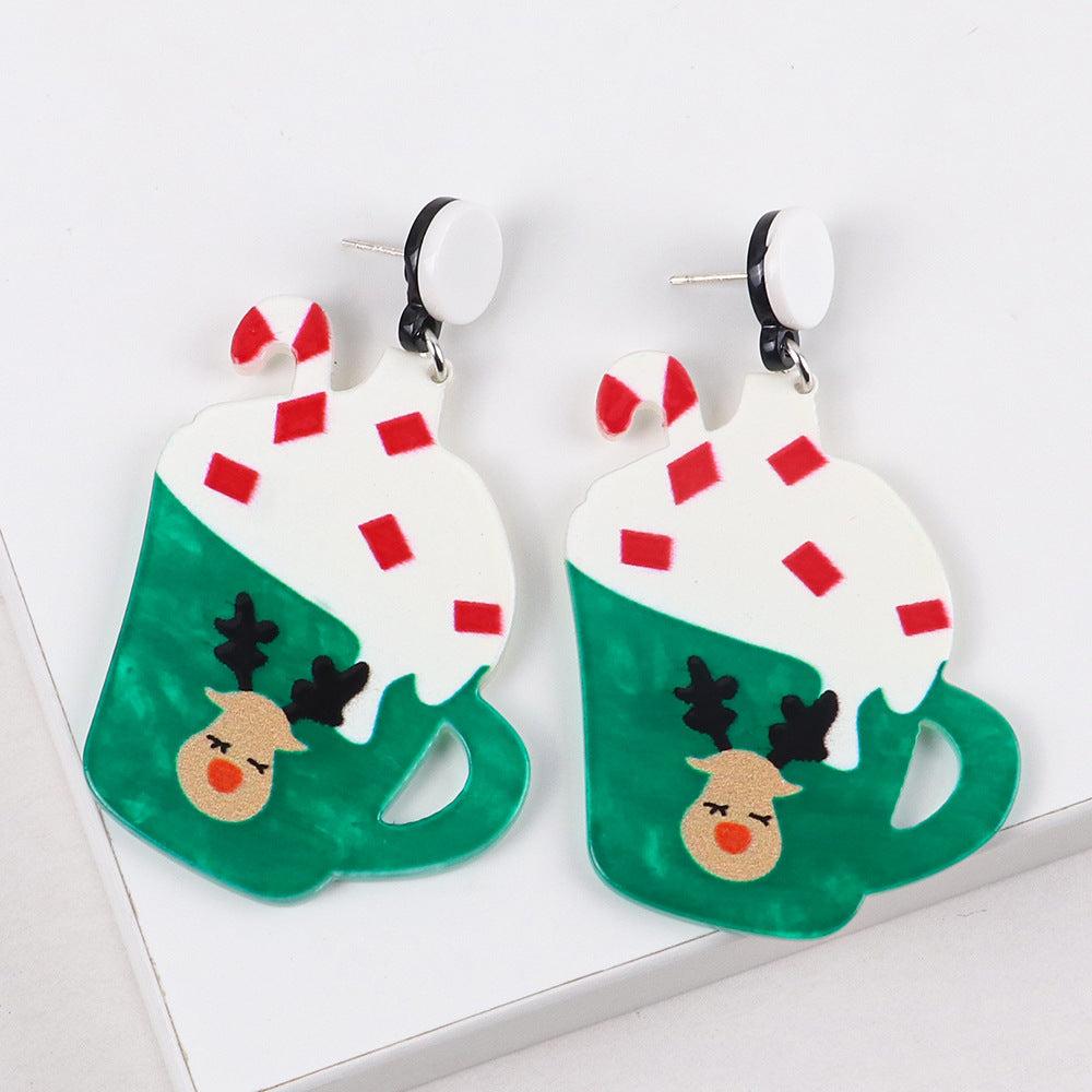 Wholesale Christmas Snowman House Cup Acrylic Earrings