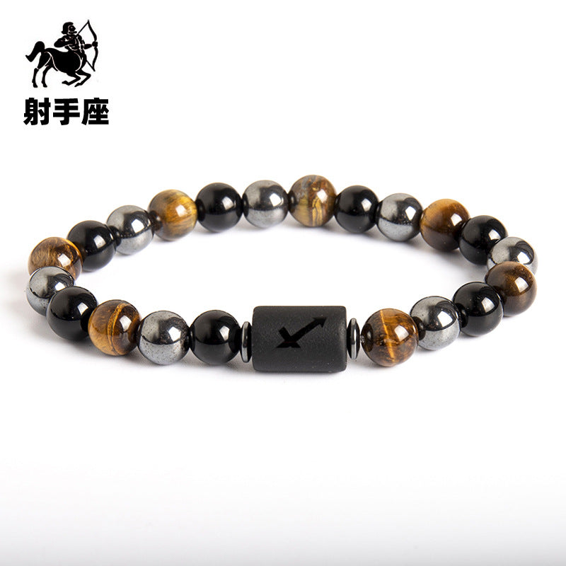 Wholesale Twelve Constellation Natural Tiger Eye Stone Handmade Bead Bracelet