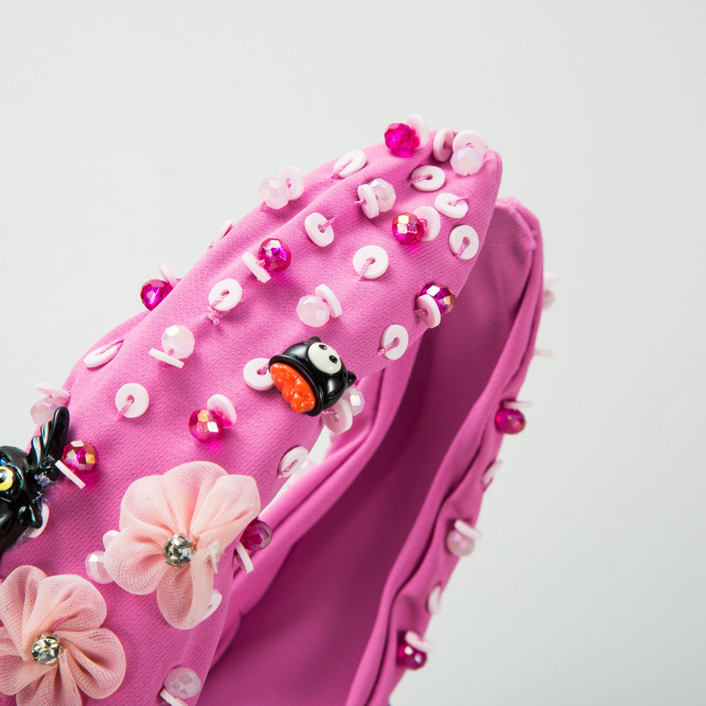 Wholesale Halloween Diamond Pumpkin Face Bat Floral Headband