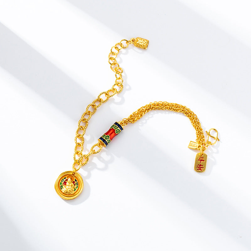 Wholesale Ancient Method Burned Blue Bracelet Female Vietnamese Sand Gold Yellow God of Wealth Jewelry Valentine's Day Girlfriend Birthday Gift