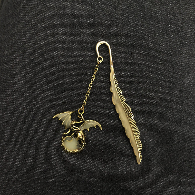Wholesale Luminous Feather Metal Bookmarks