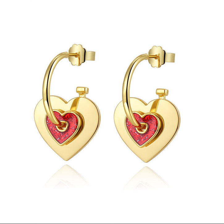 Wholesale Love Pendant Earrings Light Luxury Two Hearts Heart-shaped Earrings