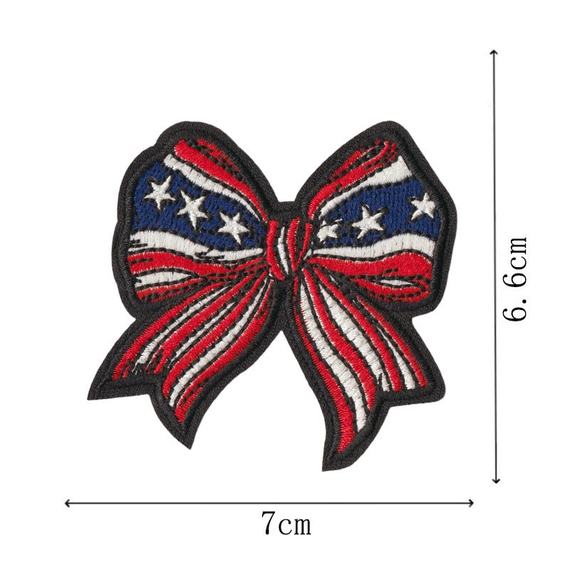 Wholesale 9 Piece Iron On Embroidered Patch Set USA 250Th Anniversary Flag Boots Lightning Bow Lips Designs Trendy DIY Craft Supply For Coat Decor