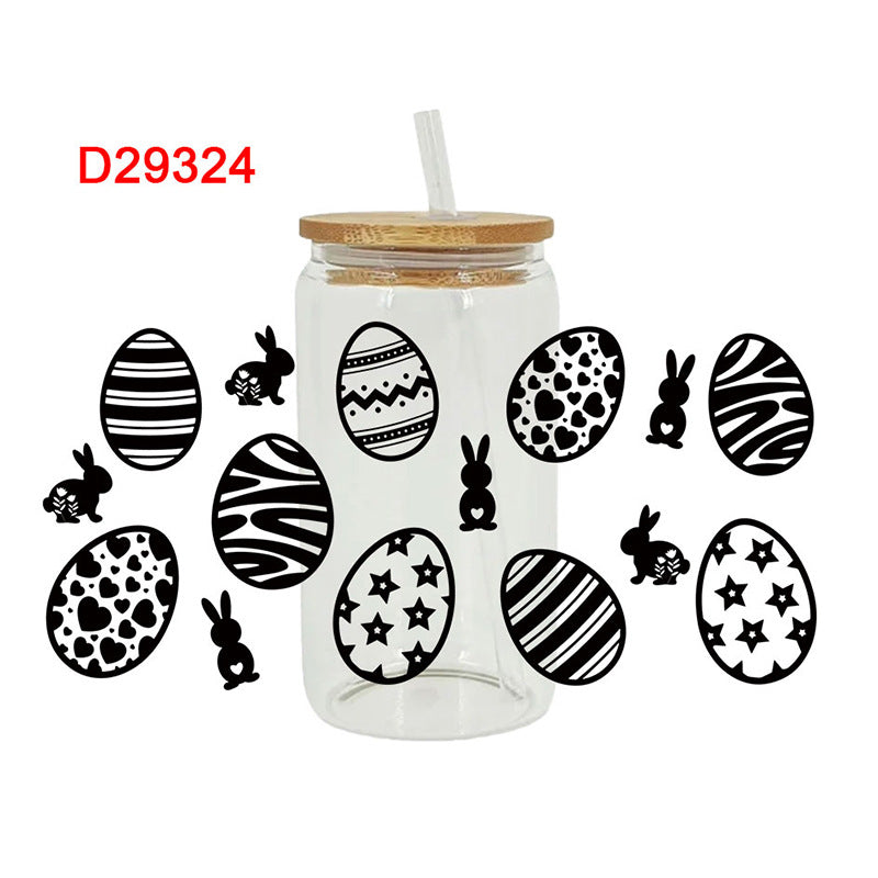 Wholesale Colorful Rabbit Pattern Egg Easter 16oz Cup UV DTF Wraps