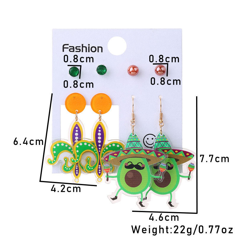 Wholesale Music Carnival 4 Pair Acrylic Earrings suit