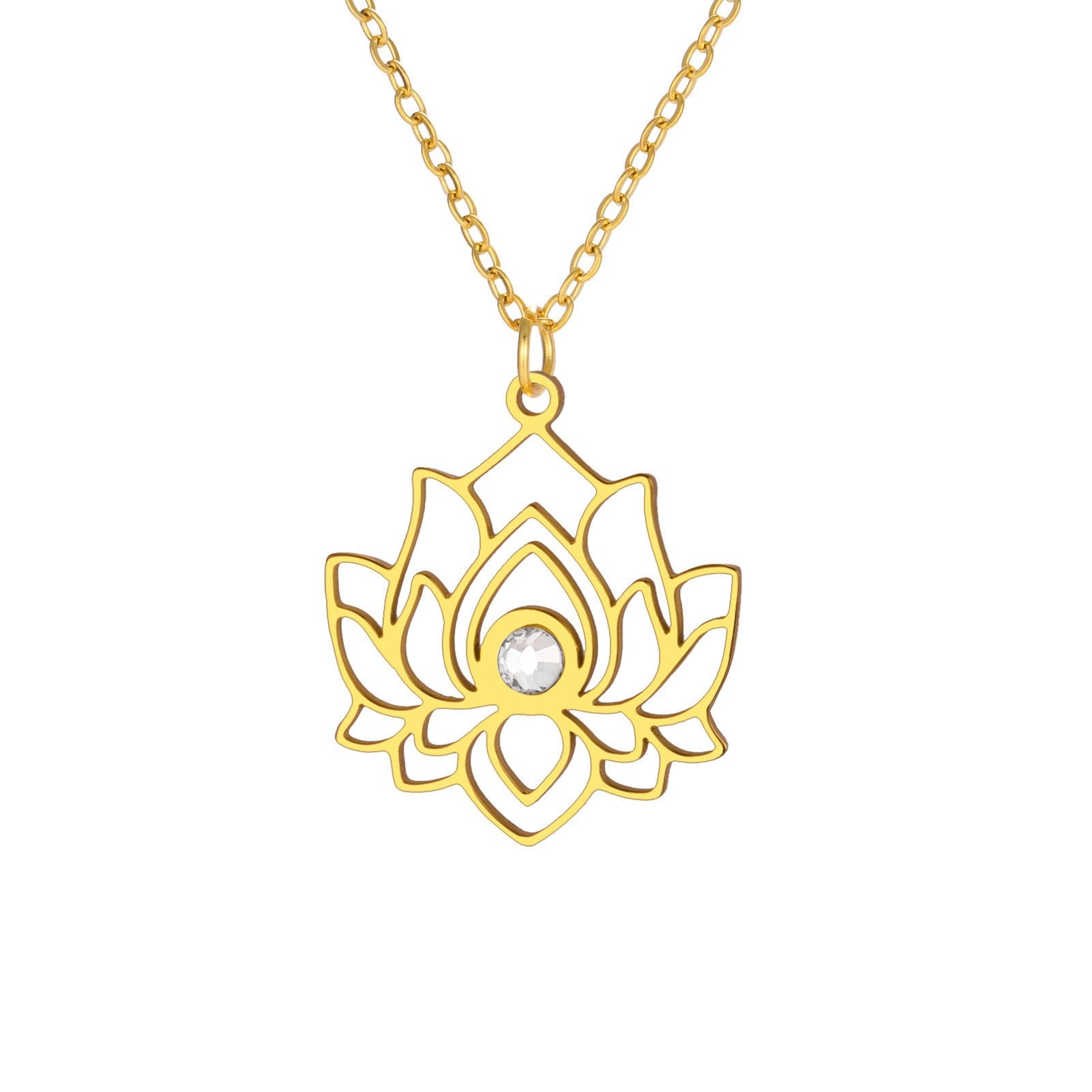 Wholesale Water Drop Lotus Necklace Women's Stainless Steel Trend Necklace