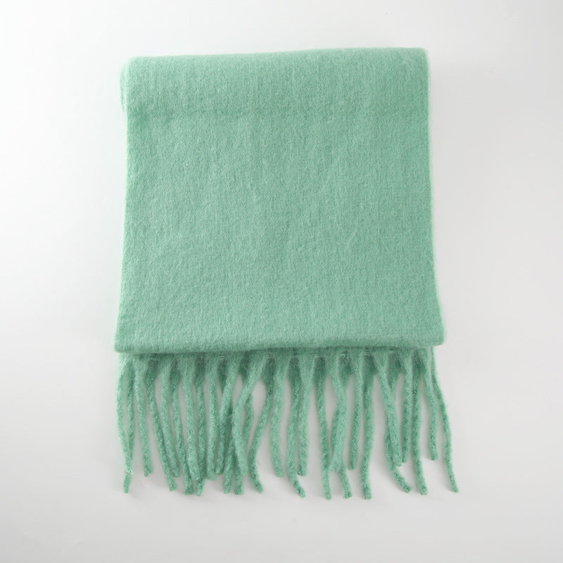 Wholesale Thickened Warm Solid Tassel Polyester Scarf