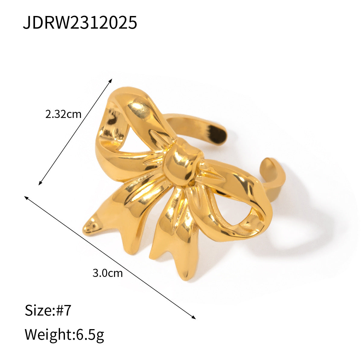 Wholesale Personalized Versatile 18k Gold Stainless Steel Bow Ring