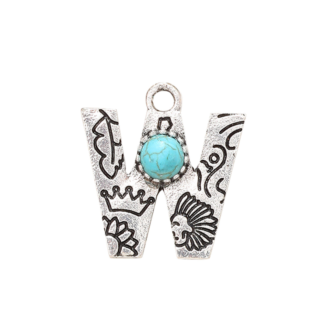 Wholesale of Western Wind Letter Natural Turquoise Alloy Letter Keychain Accessories