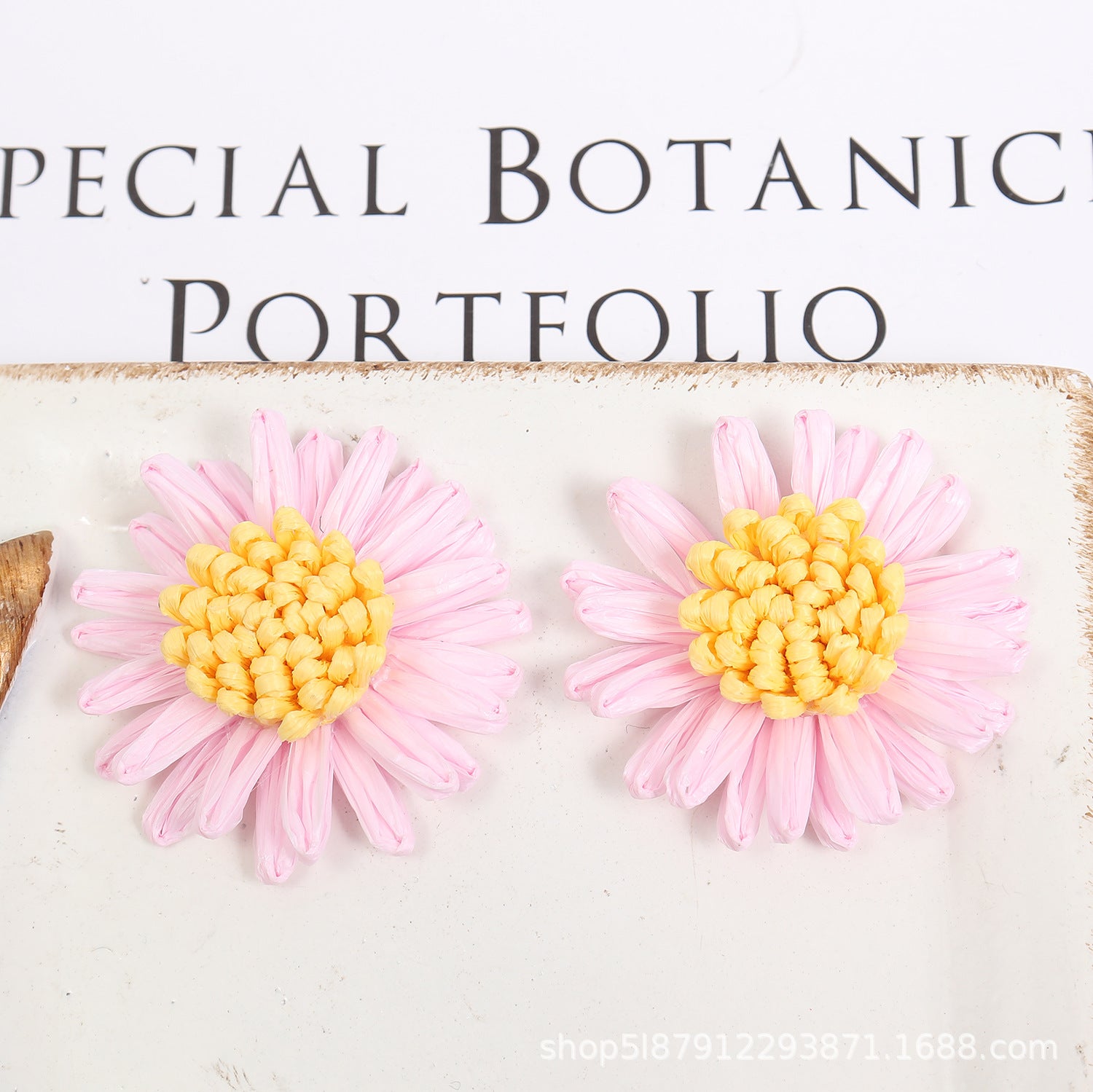 Wholesale Raffia Braided Daisy Bohemian Earrings