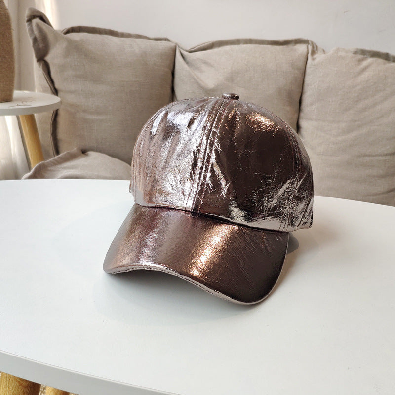 Wholesale Bright Color Baseball Caps Pu Leather Peaked Caps Hip-Hop  Trendy Hats