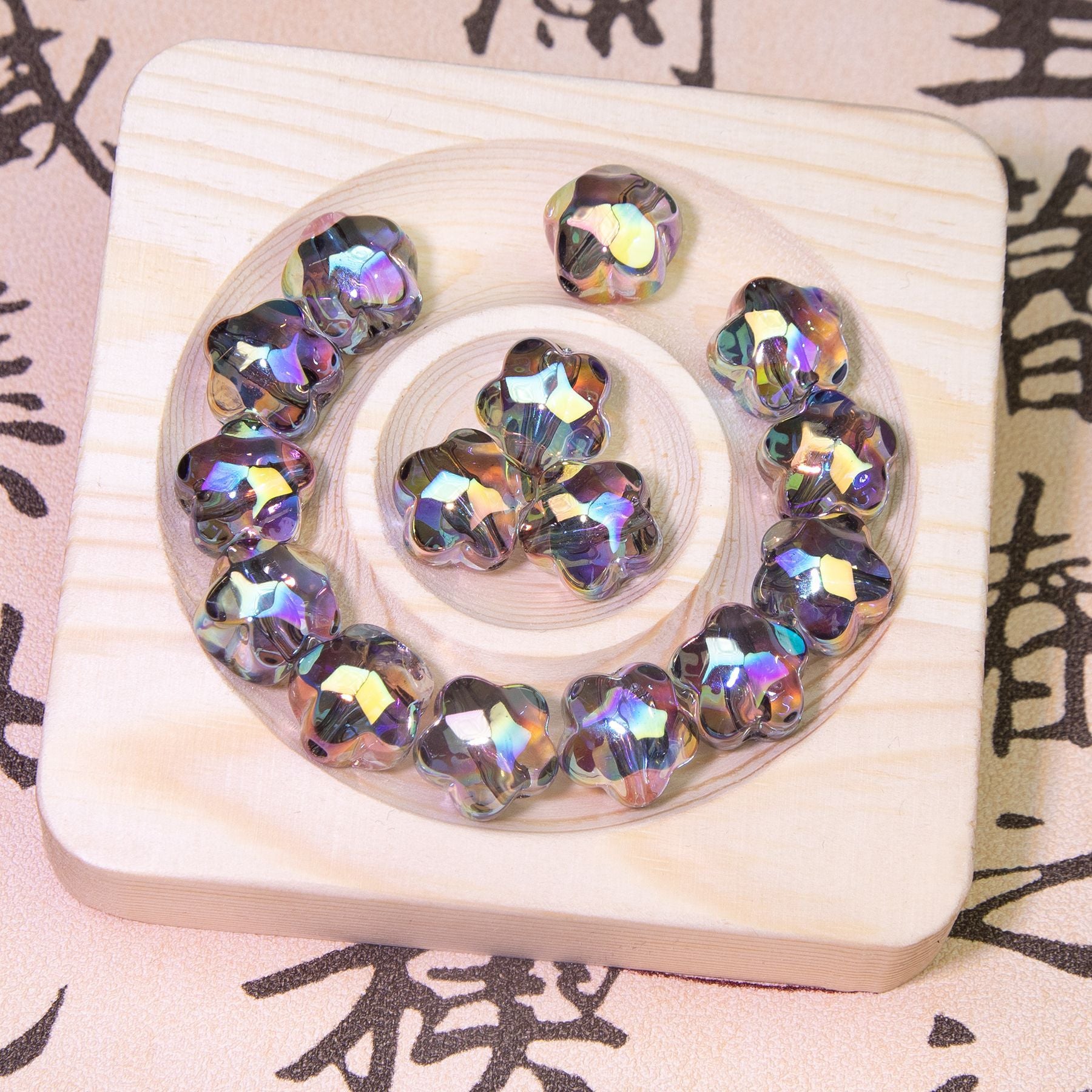Wholesale 10pcs Faceted Plum Blossom Beads Cold Moon Transparent Loose Beads