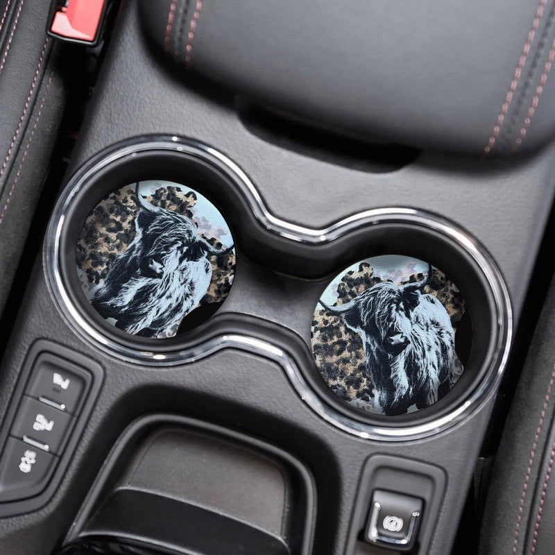 Wholesale New Highland Cattle Car Wooden Coaster