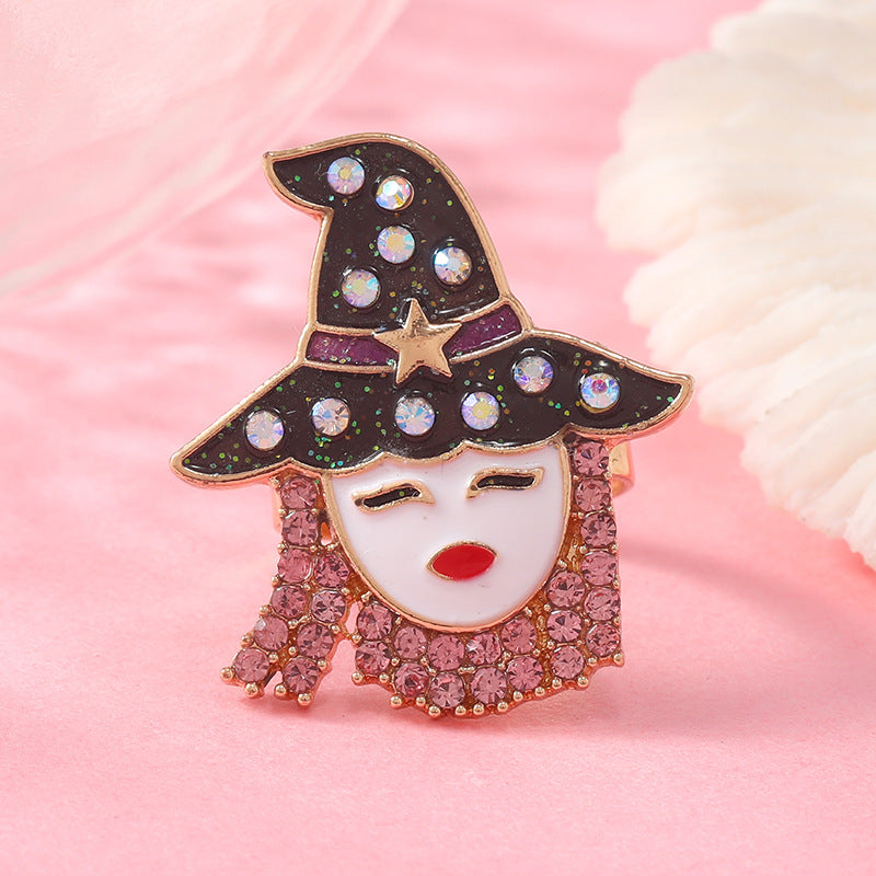 Wholesale Christmas Tree Magic Witch Gold Plated Diamond Ring