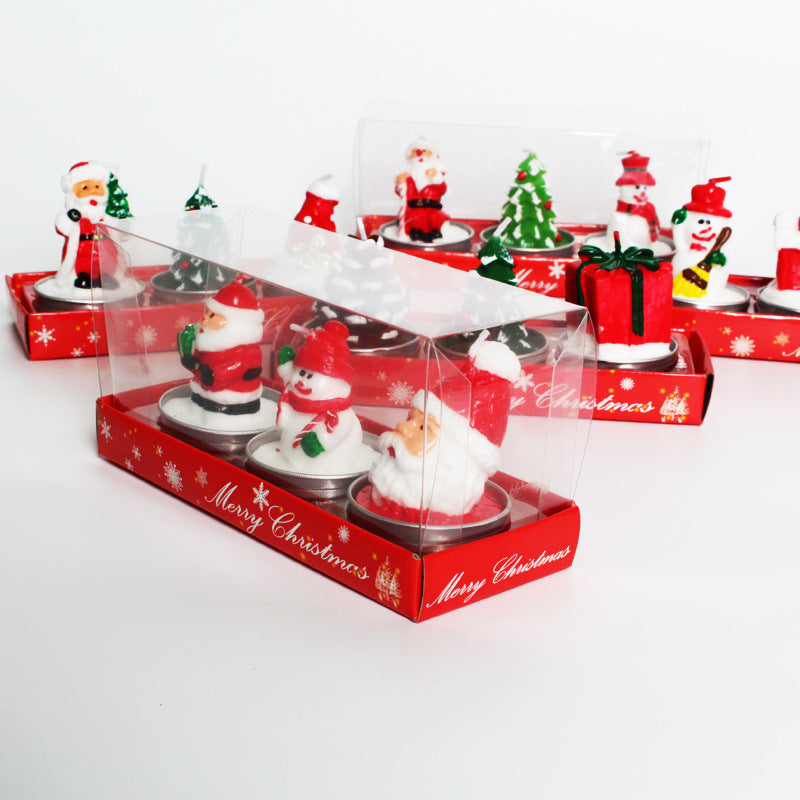 Wholesale Christmas Candle Set Old Man Tree Snowman Carnival Romantic Ornament Christmas Small Candle Lamp Gift