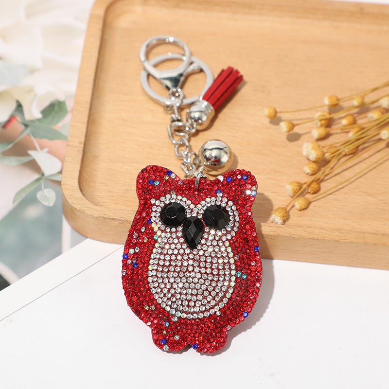 Wholesale 12pcs  cartoon owl rhinestone keychain