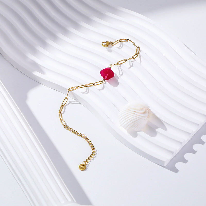 Wholesale Gold Plated Stainless Steel Freshwater Natural Stone Bracelet