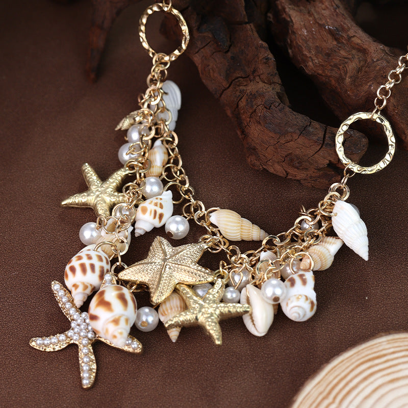 Wholesale Summer Popular Beach Conch Starfish Shell Necklace Clavicle Chain