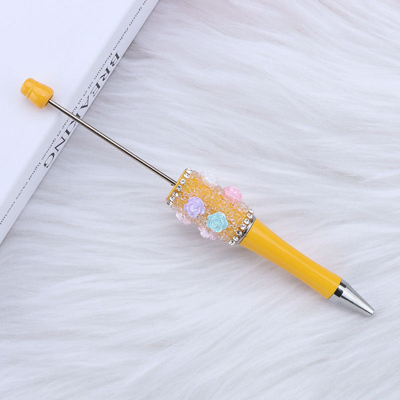 Wholesale 50pcs DIY Rose Flower Sugar Diamond Small Flower Embellishment Creative Beaded Round Bead Cute Pen