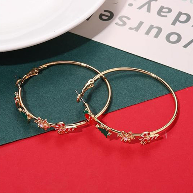 Wholesale Christmas Tree Snowflake  Large Hoop Earrings