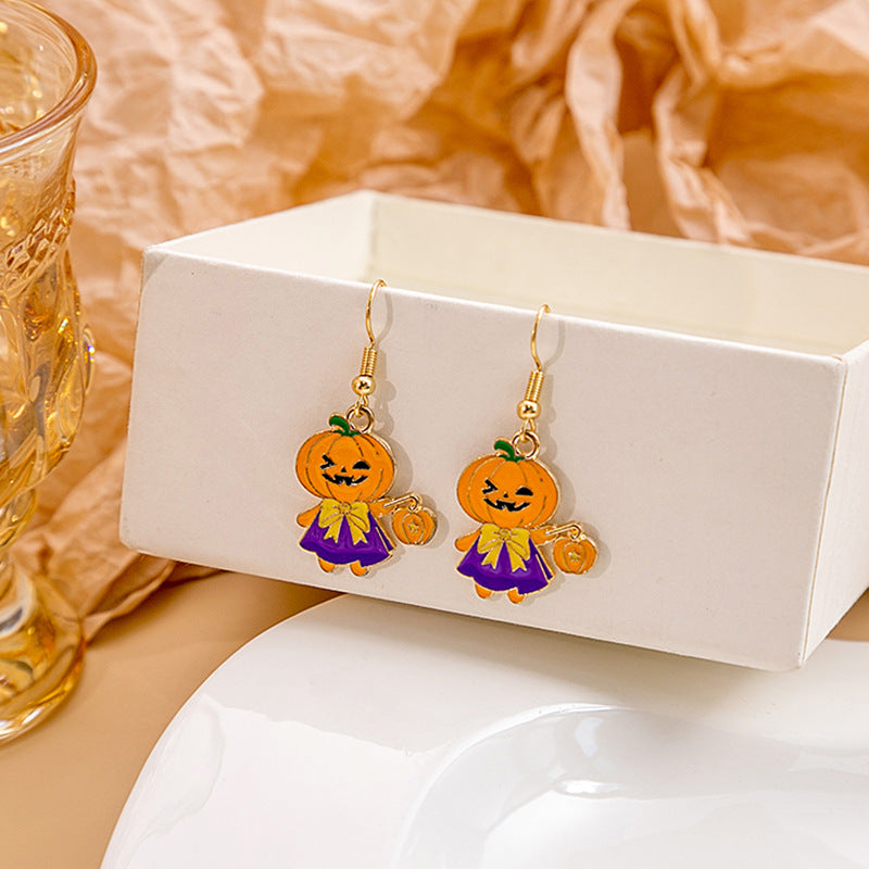 Wholesale Halloween Bat Pumpkin Funny Horror Skull Eye Earrings