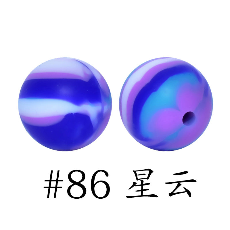 Wholesale 50pcs 16mm Print Silicone Beads Colorful Silicone Water Transfer Beads