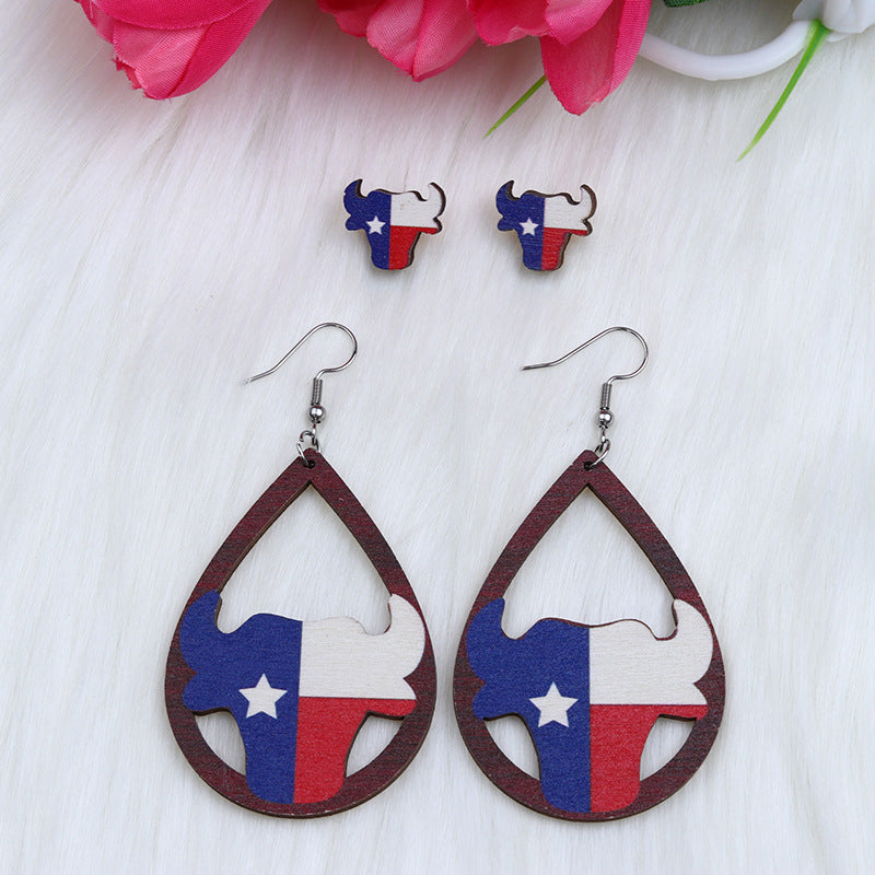 Pendientes de madera de madera del corazón de la hoja del águila del círculo del círculo al por mayor